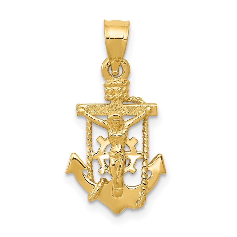 Million Charms 14k Polished Mariner Crucifix Necklace Charm Pendant
